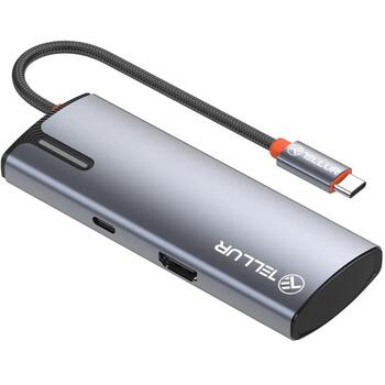 Tellur USB-C хаб TLL321061, 5V/3A, 15V/3A, 20V/5A, 20V/5A PD3.0 100W, 4K 30Hz, 5 портов (TLL321061)