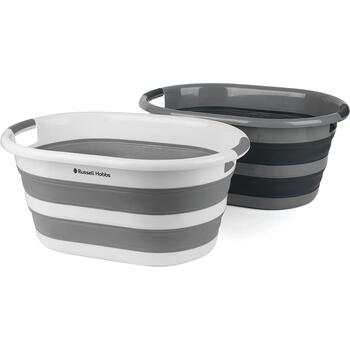 Russell Hobbs Складная корзина для белья LA053879GRYF1EU7, 27л, 62.5см, 45см, 28см, пластик, черный/серый (LA053879GRYF1EU7)