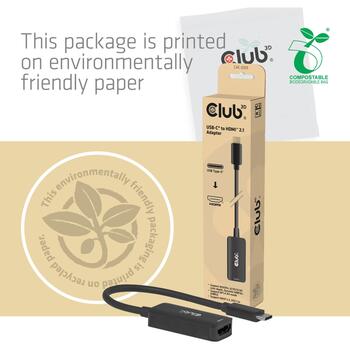 Club3D CAC-2505 USB-C-HDMI adapteris, 8K60Hz, DP Alt Mode, HDCP 2.3, DSC1.2a, 0.12m, melns (CAC-2505)