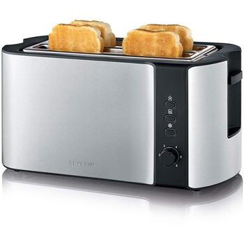 Severin Grauzdētājs AT 2590, 1400 W, 4 tosti, melns un sudrabs, elektroniskā vadība, nerūsējošais tērauds, atkausēšana (AT 2590)