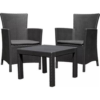 Keter Rosario Balcony Set 29200030939, 2 кресла 60x62x89см, стол 59x59x43см, полипропилен, серый (29200030939)