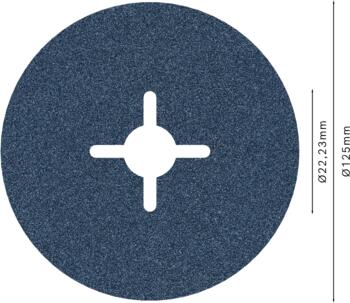 Fiber disks BestforMetal D=125 mm,K 120,1 gab., Mazām leņķa slīpmašīnām PRO R574 ŠĶIEDRU DISKS, 2608606736, BOSCH (2608606736)