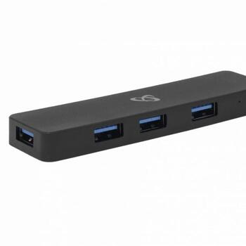 Sbox USB centrmezgls H-504, 4 porti, 5 Gbps, USB 3.0, 5V USB, ABS plastmasa, melna (H-504)