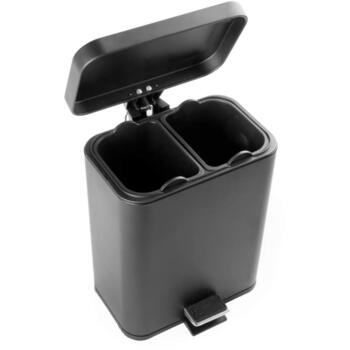 Beldray Мусорное ведро с двумя отделениями LA035235BLKFEU7, 5л, 2 отделения, черный, нержавеющая сталь, крышка, педаль (LA035235BLKFEU7)