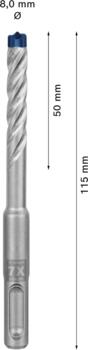Triecienurbis SDS plus-7X 8x50x115mm, 1 gab., Perforatora urbjiem EXPERT SDS PLUS-7X TRIECIENURBIS PERFORATORIEM, 2608900087, BOSCH (2608900087)