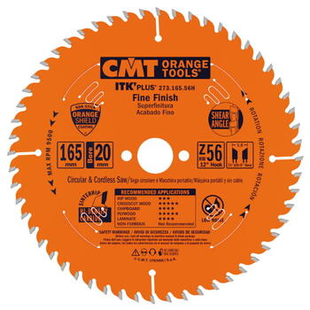 Zāģripa kokam ITK Plus 165x20mm Z56, CMT, 273.165.56H, 165x20mm (273.165.56H)