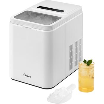Midea MERI12BG01EU льдогенератор, 180 Вт, 1,3 л, 12 кг/24ч, 60 дБ, цифровой дисплей, отдельностоящий, белый (MERI12BG01EU)