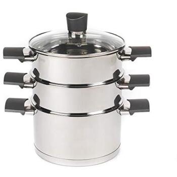Russell Hobbs Пароварка RH011701EU7, 2 отсека, нержавеющая сталь/черный, подходит для всех плит (RH011701EU7)