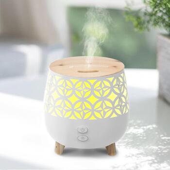 Rio Aroma eļļas difuzors DHTA-EU/1,2, 120ml, 5W, 15m², automātiska izslēgšanās, LED gaismas, balta/koka (DHTA-EU/1,2)