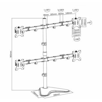 Sbox Крепление для монитора LCD-F048, 32кг, 13-32 дюйма, 100x100mm, 4 дисплея, 180° поворот, 360° вращение (LCD-F048)