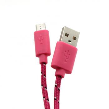 Sbox USB кабель USB-1031P, 1м, 480 Мбит/с, USB A M, microUSB M, оплетка, розовый (USB-1031P)