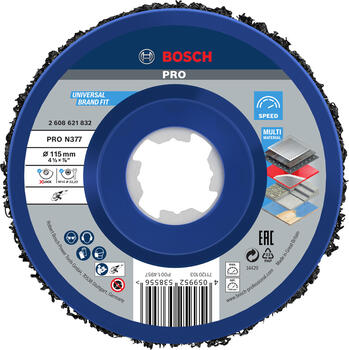 X-LOCK tīrīšanas disks N377 Metal, Ø115mm, Mazām leņķa slīpmašīnām PRO N377 TĪRĪŠANAS DISKS, 2608621832, BOSCH (2608621832)