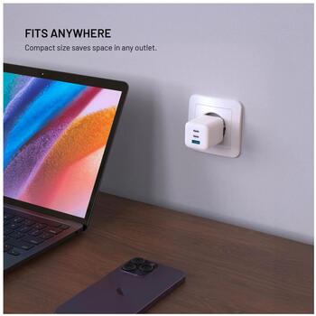 Fixed lādētājs FIXCG65M-2C1A-WH, 65W, 2x USB-C, USB-A, GaN, PD 3.0, PPS, balts (FIXCG65M-2C1A-WH)