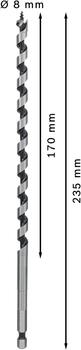 Spirālveida urbis kokam 8,0x235,0 mm,1 gab., Urbjmašīnām/skrūvgriežiem, triecienurbjmašīnām/triecienskrūvgriežiem PRO WOOD SPIRĀLURBIS, 2608597623, BOSCH (2608597623)