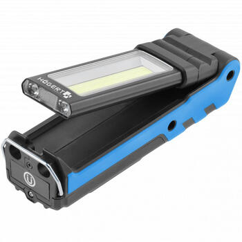 Hogert HT1E407 светодиодный рабочий фонарь, 5 Вт, 400 лм, IP54, 270°, 2000 мАч, USB, магнитный, с крючком (HT1E407)