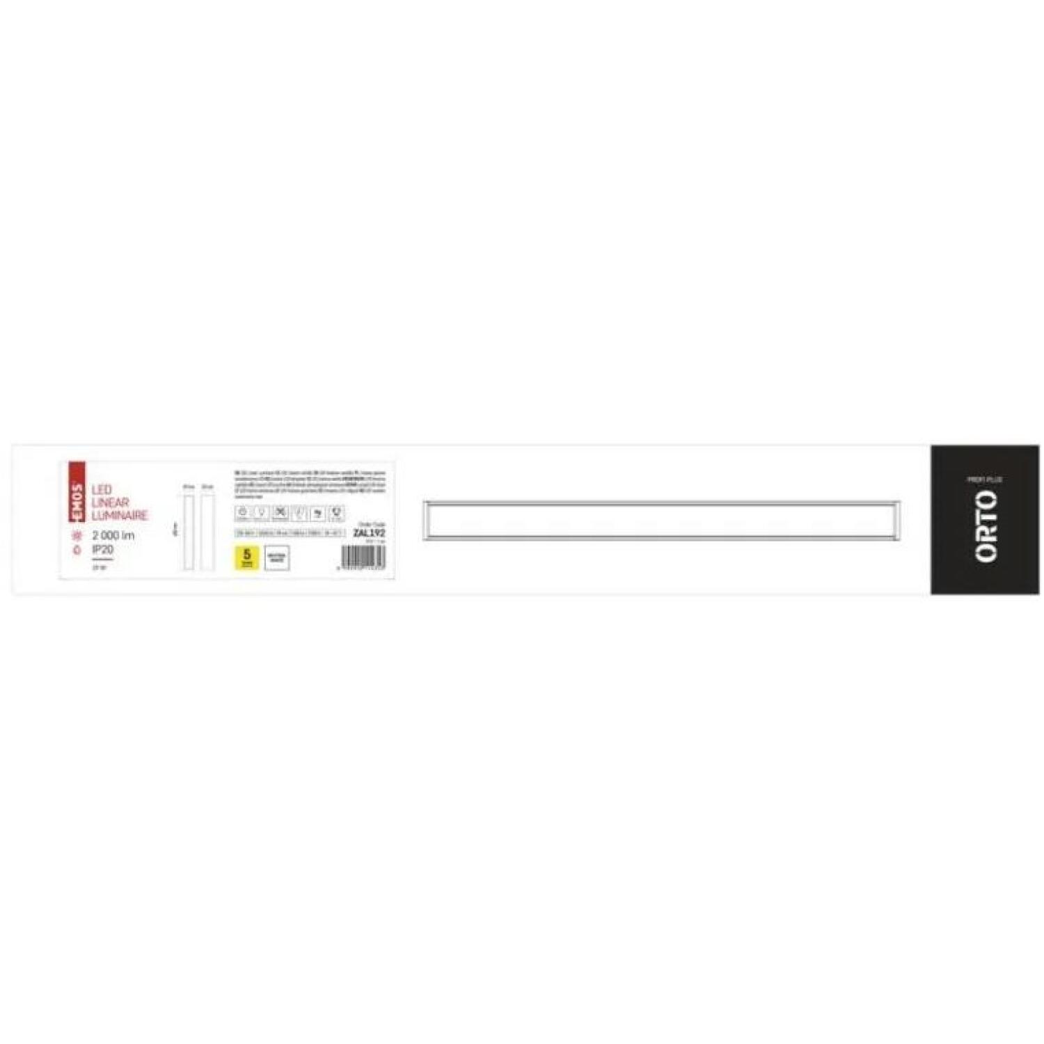 Emos LED линейный светильник ZAL192, 19 W, 2000 lm, IP20, 220–240 V, 50/60 Hz, 50 000 часов, 110°, 4 000 K (ZAL192)