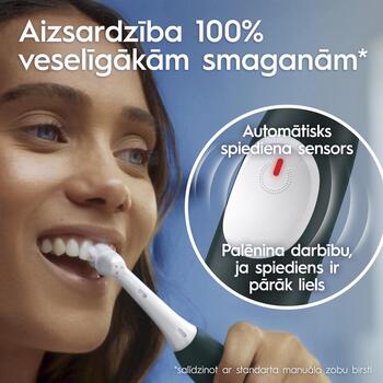 Oral-B elektriskā zobu birste iO2 Duo, 2 galviņas, 3 režīmi, uzlādējama, pieaugušajiem, melna/zaļa (iO2 Duo)