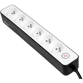 Tracer Удлинитель TRALIS46259, 1.5m, 2300W, 6 розеток, с выключателем, черно-белый цвет, защита от перенапряжения (TRALIS46259)