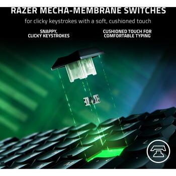 Razer spēļu klaviatūra Ornata V3 RZ03-04460600-R3N1, USB, NORD, Mecha-Membrane, RGB LED, melna, ergonomiska, programmējama (RZ03-04460600-R3N1)