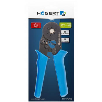 Hogert HT1P205 gofrēšanas knaibles, 175mm, 0.25-6mm², sešstūra presforma, neslīdošs rokturis (HT1P205)