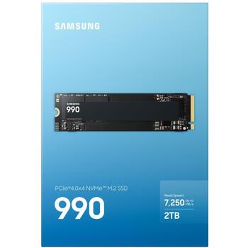 Samsung 990 SSD M.2 PCIe 4.0x4 NVMe, 2000GB, 7250/6450MB/s, 850K/1200K IOPS, V-NAND, 256-bit AES, TCG Opal 2.0, TRIM, S.M.A.R.T. (MZ-V9V2T0BW)