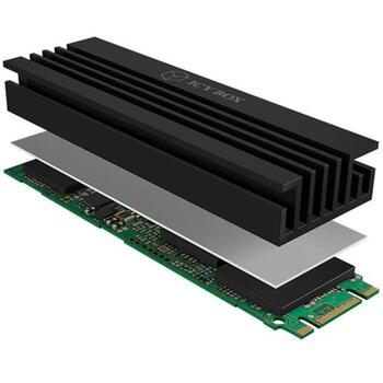 Raidsonic ICY BOX IB-M2HS-70, радиатор для M.2 SSD, 22мм, 70мм, 10мм, черный, алюминиевые ребра, силиконовые термопрокладки (IB-M2HS-70)