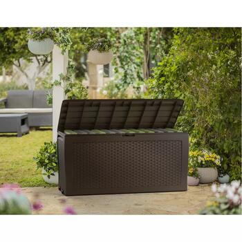 Keter Samoa Rattan Box 270L коричневый, 29209570590, 117x45x57см, 270л, плетение ротанг, устойчив к УФ, колесики, ручки (29209570590)