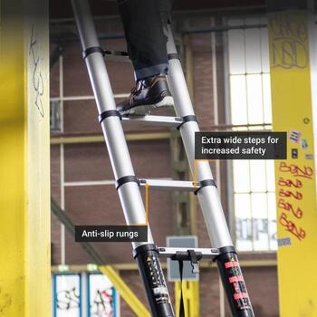Batavia телескопическая лестница Giraffe PRO 7063670, 381 см, 460 см, 150 кг, 12 ступеней, алюминий, Soft Close, индикатор угла (7063670)