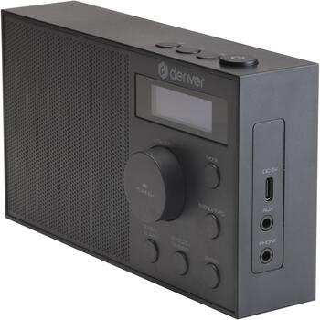 Denver Радио DAB-51B 111111000620, 175mm, 50mm, 95mm, 40 станций, DAB, FM, LCD, будильник, аккумулятор, USB, 3.5mm (111111000620)