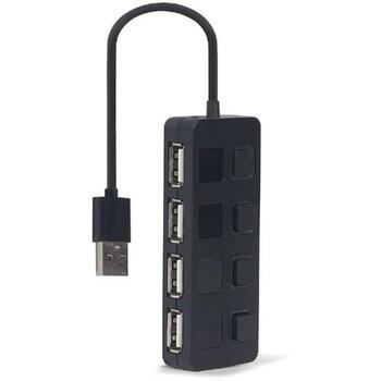 Gembird USB centrmezgls UHB-U2P4-05 USB 2.0 4 porti, melns (UHB-U2P4-05)