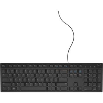 Dell Клавиатура KB216 580-ADGR, USB, черный, QWERTY, русский, полноразмерная, горячие клавиши, тихая (580-ADGR)
