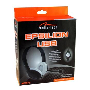 Media Tech Проводные наушники MT3573, USB, 20-20000 Гц, 110 дБ, 1.9 м, стерео, микрофон, регулятор громкости (MT3573)