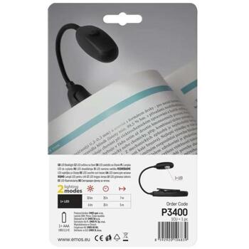 Emos LED лампа P3400, 10 lm, 1x AAA, 30 г, 259 × 20 × 25 мм, LED 100 %, LED 50 %, зажим (P3400)