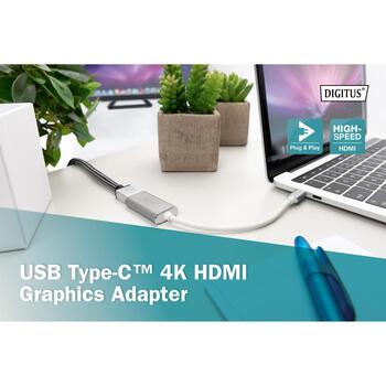 Digitus USB-C 3.2 Gen 1 на HDMI графический адаптер DA-70836, 3840x2160, 60Hz, 1x USB-C, 1x HDMI, алюминиевый корпус, 0,2 м (DA-70836)