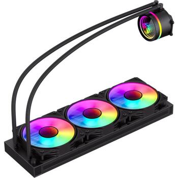 Gamemax procesora šķidruma dzesētājs ICEBURG 360 INFINITY BK, 1.125kg, 2.575kg, 300W TDP, 32 dBA, 800-2000 rpm, 120mm ventilators (ICEBURG 360 INFINITY BK)