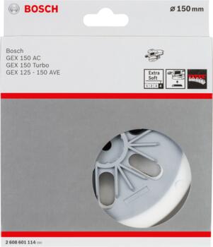 Gumijas slīpšķīvis D 150 īpaši mīksts, Ekscentra slīpmašīnām SLĪPĒŠANAS PAMATNE AR 6 ATVERĒM, 2608601114, BOSCH (2608601114)