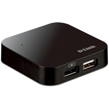 D-Link USB centrmezgls DUB-H4/E, 4 porti, USB 2.0, 480 Mbit/s, 5 V, LED indikatori, Plug and Play, FCC CE C-Tick (DUB-H4/E)