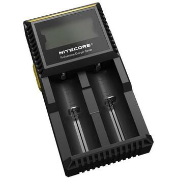 Nitecore Зарядное устройство D2EU, 2 слота, совместимо с Li-ion, Ni-MH, Ni-Cd, ЖК-экран, оптимизированная зарядка (D2EU)