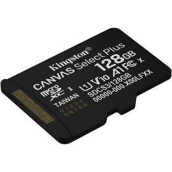 Kingston microSD карта SDCS3/128GB, 128 ГБ, 150 МБ/с, A1, UHS-I, V10, Class 10, exFAT, SD адаптер (SDCS3/128GB)