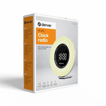 Denver будильник CRL-342 111131010030, FM радио, 300г, LED дисплей, USB-C, CR2032, функция будильника (111131010030)