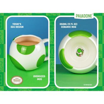 Paladone Yoshi яйцеобразная кружка PP4911NN, 650ml, 510g, Зеленая/Белая, официально лицензированный продукт Nintendo (PP4911NN)