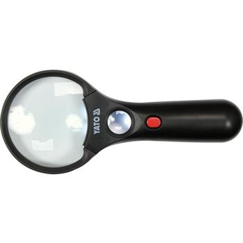 Yato Лупа YT-73845, 3x 75мм, 45x 20мм, 3+1 LED, UV LED, 3x1.5V AAA, ABS, акриловые линзы, фокусное расстояние 110мм, 15мм (YT-73845)