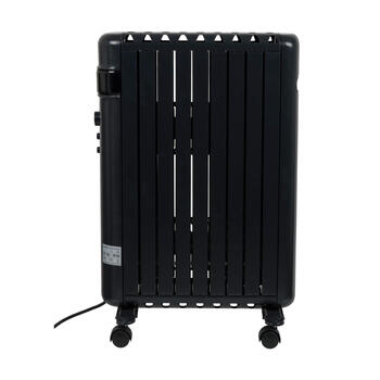 Bezeļļas radiators lielāku telpu papildu apsildei 2000W 75m³ 2 režīmi termostats riteņi antracīts RAD 2000 Oil Free Dark 363937 Eurom (363937)