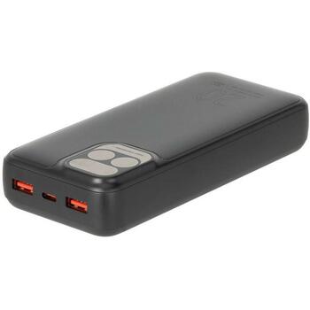 Rivacase Power Bank akumulators VA2521, 20000 mAh, 20W PD, 2xUSB-A, 1xUSB-C, LCD displejs, pelēks (VA2521)