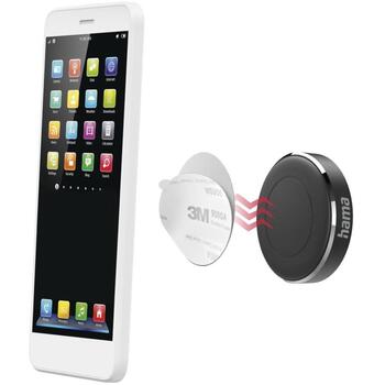 Hama Mobilā telefona turētājs automašīnai 00201518, melna, 3M līmlente, 360˚ rotācija, metāls (00201518)