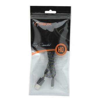 Sbox USB кабель USB-1031B, 1м, USB A M, microUSB M, 480 Mbit/s, оплетка, черный (USB-1031B)