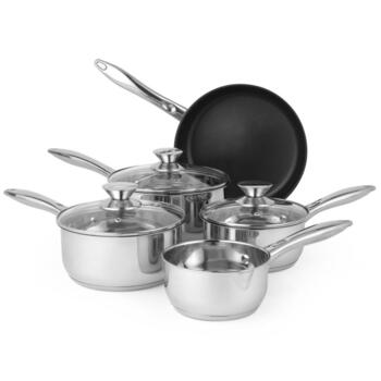 Russell Hobbs Classic Collection S/S набор сковород BW06572EU72, 5 шт., 14-24 см, нержавеющая сталь, стеклянные крышки (BW06572EU72)