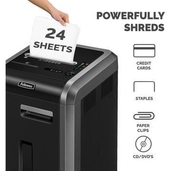 Fellowes Шредер 225Ci 24 листа Резка поперек 4 x 38 мм Уровень безопасности P-4 60 литровый контейнер (4622001)