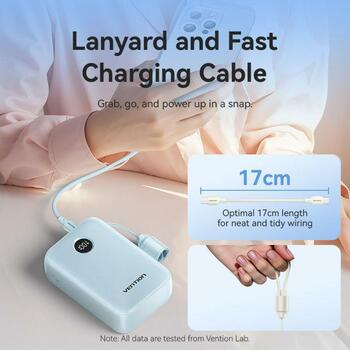 Vention Power Bank FKBL0-C, 20000mAh, 3.85V, 22.5W, 2xUSB Type-C, 1xUSB Type-A, заряжает 2 устройства, синий (FKBL0-C)