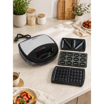 Brock SSM 2004 SS sendviču tosteris, 750W, 4 sviestmaizes, 23,5x13cm, nepiedegošs pārklājums, melns/nerūsējošais tērauds (SSM 2004 SS)